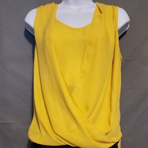 Vince Camuto Yellow Wrap Sleeveless Top